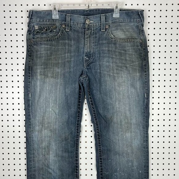 True Religion Straight Baggy Y2K Jeans 38x28 Grunge‎ Worn Streetwear Skater Wide - Picture 6 of 8